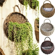 Cheers.US Wall Fence Hanging Planter,Handmade Rattan Basket,Hand Made Wicker Rattan Flower Basket,Flower Pots Hanger Garden Decoration Indoor Outdoor Watering Hanging Baskets